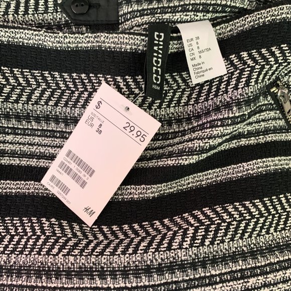 NWT Black & White Striped Mini Skirt/Size 8 Black Mini Skirt/Black Cotton Skirt/ - Picture 8 of 9